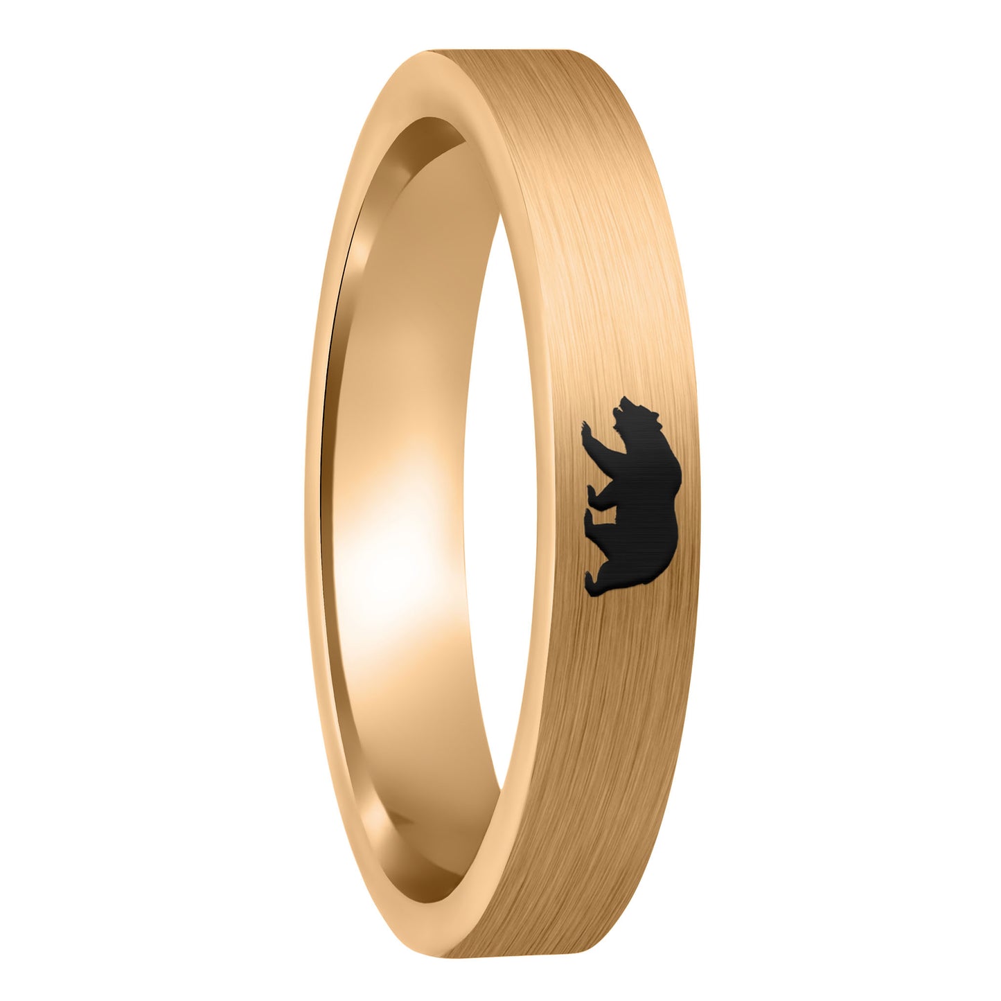 A bear brushed rose gold tungsten women's wedding band displayed on a plain white background.