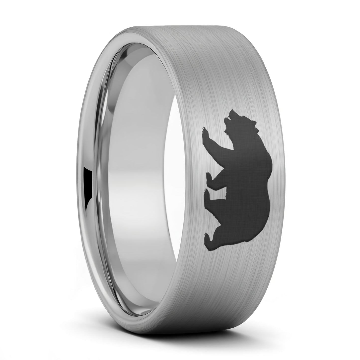 Alliance pour homme en tungstène doré brossé ours