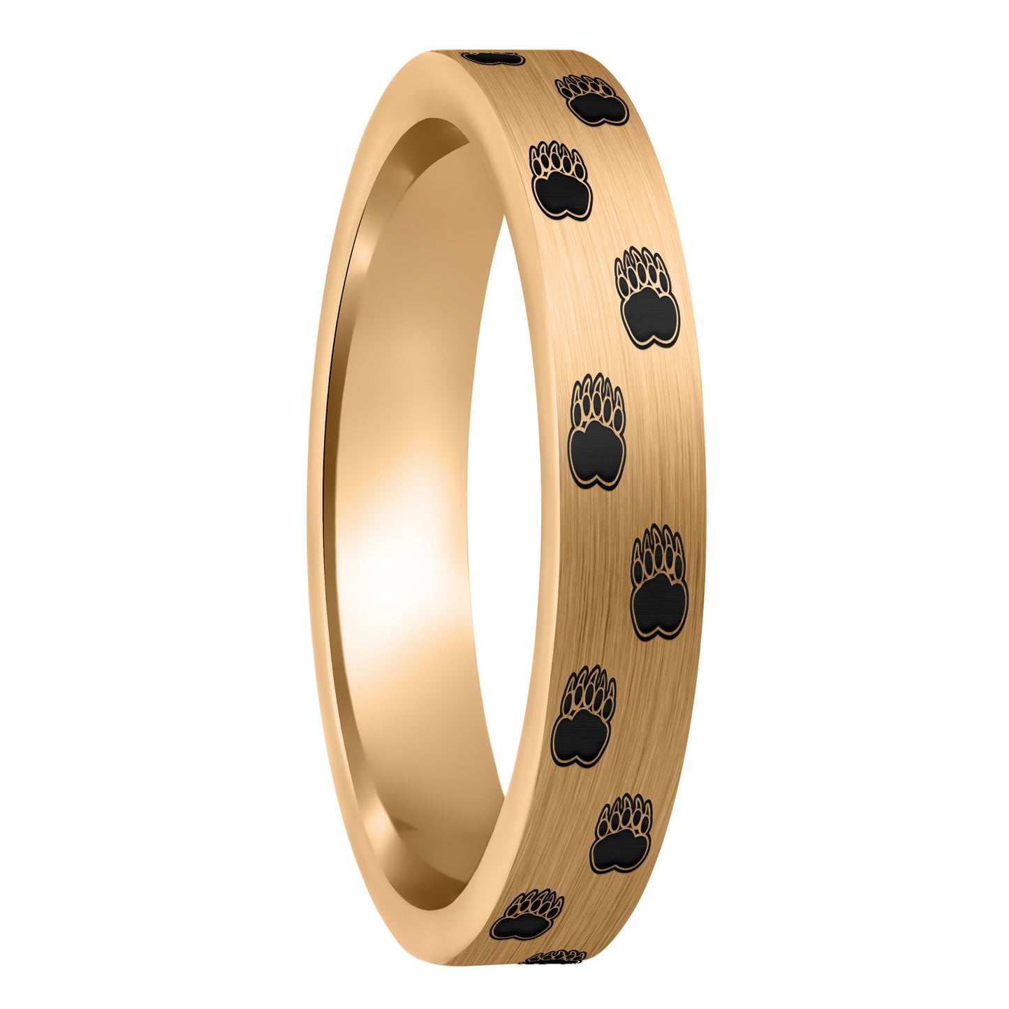 Bear Paw Print Brushed Rose Gold Tungsten Women's Ring