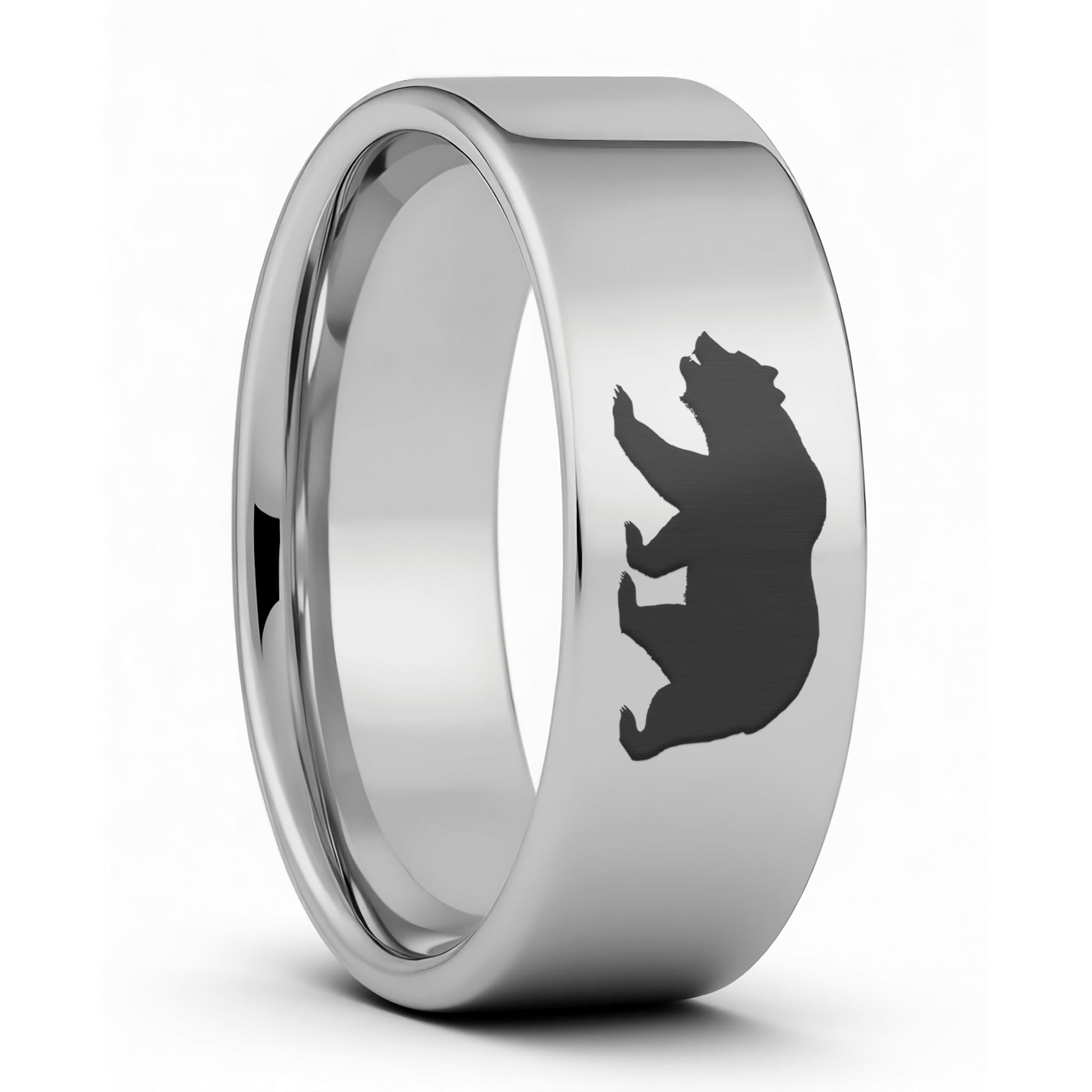 One Bear Tungsten Men's Wedding Band displayed on a plain white background