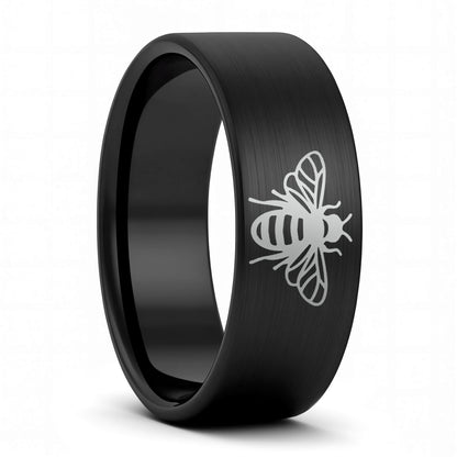 Bee Brushed Tungsten Men's Wedding Band