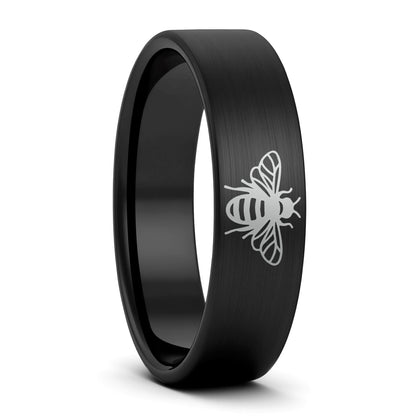 Bee Brushed Tungsten Men's Wedding Band
