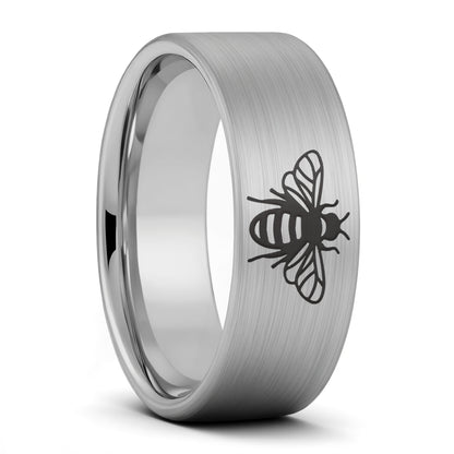Bee Brushed Tungsten Men's Wedding Band