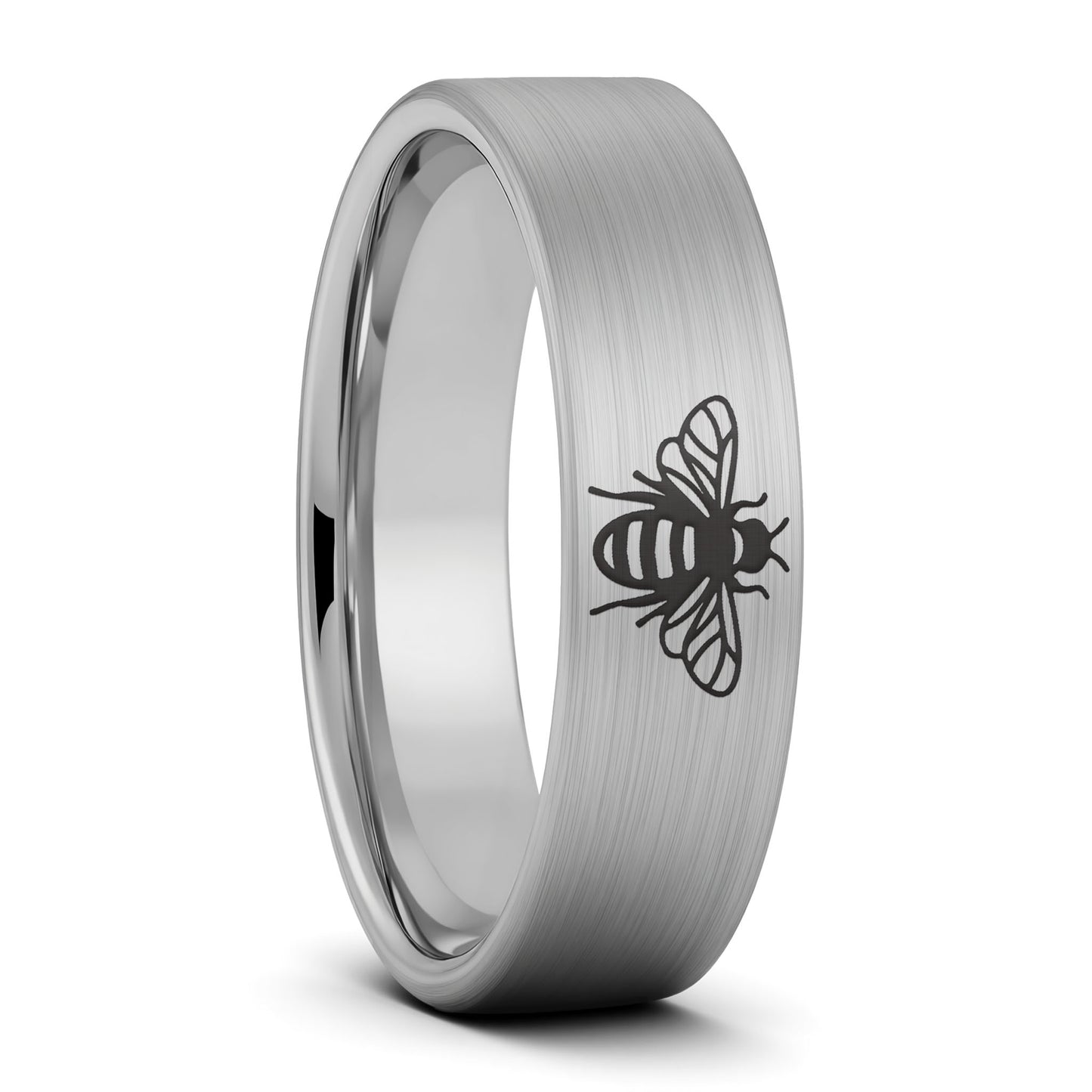Bee Brushed Tungsten Men's Wedding Band
