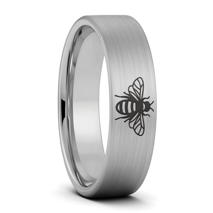 Bee Brushed Tungsten Men's Wedding Band
