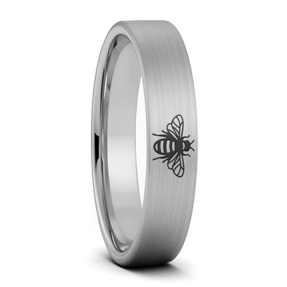 Alliance pour femme en tungstène doré brossé Bee