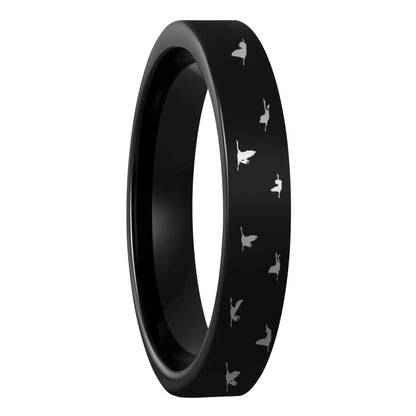 Bird Flock Tungsten Women's Wedding Band
