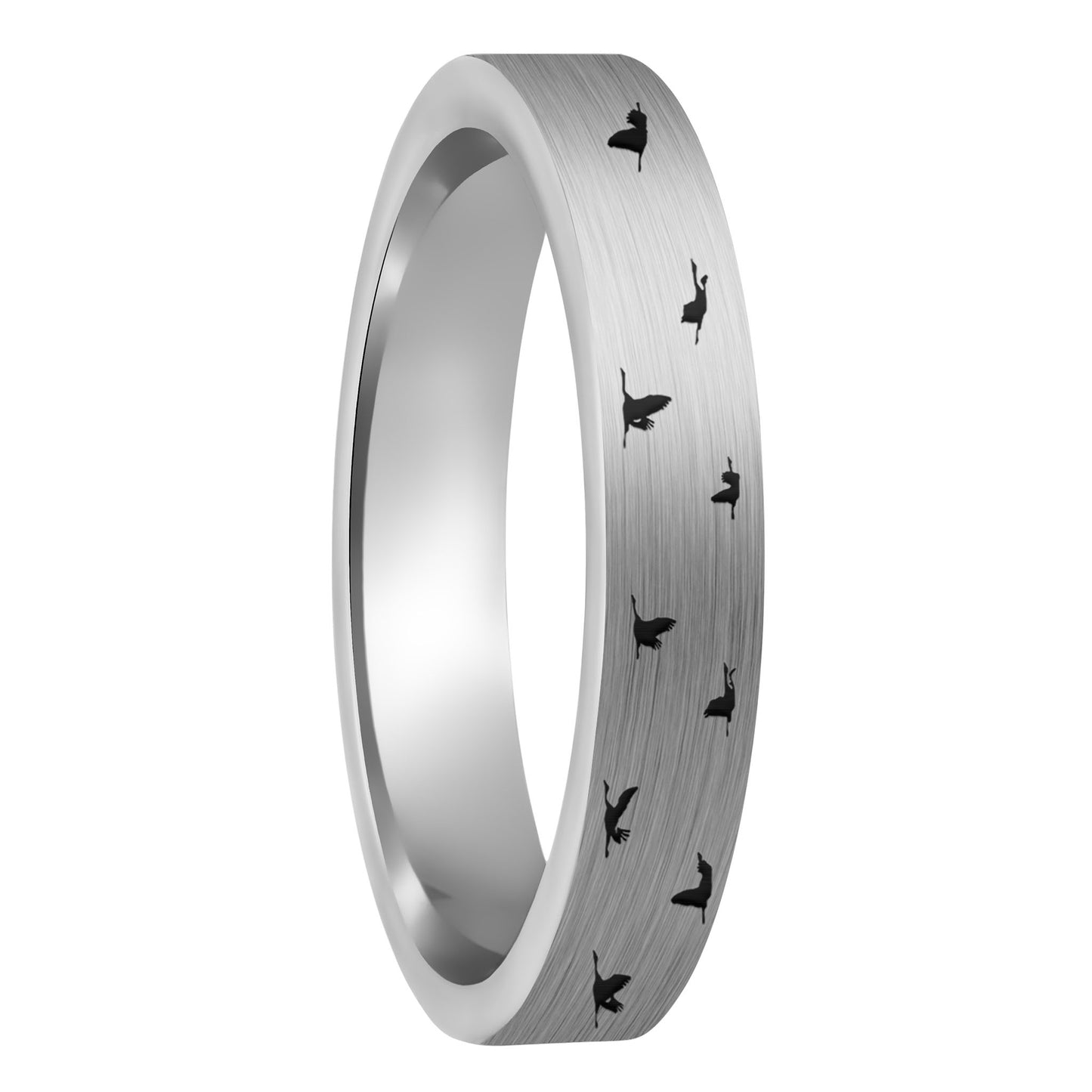 Bird Flock Brushed Tungsten Women's Wedding Band
