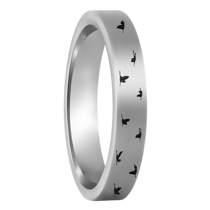 Bird Flock Tungsten Women's Wedding Band