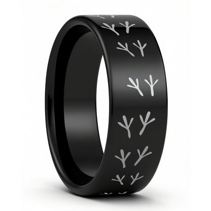 Bird Tracks Tungsten Men's Wedding Band