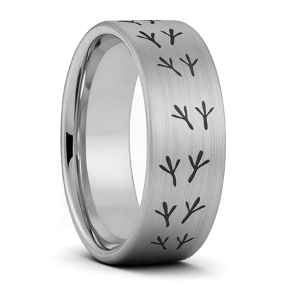 Bird Tracks Brushed Tungsten Women's Wedding Band