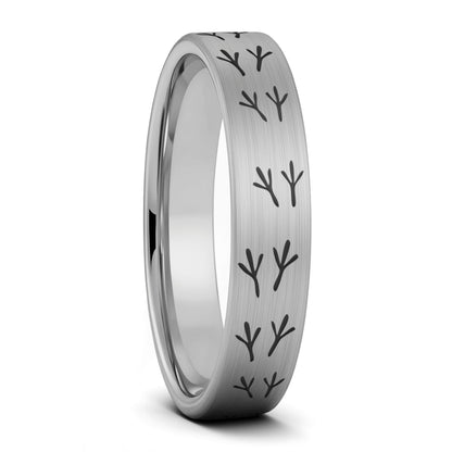Alliance pour femme en tungstène doré brossé Bird Tracks