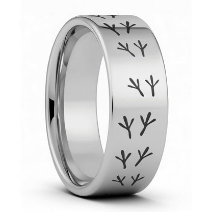 Bird Tracks Tungsten Men's Wedding Band