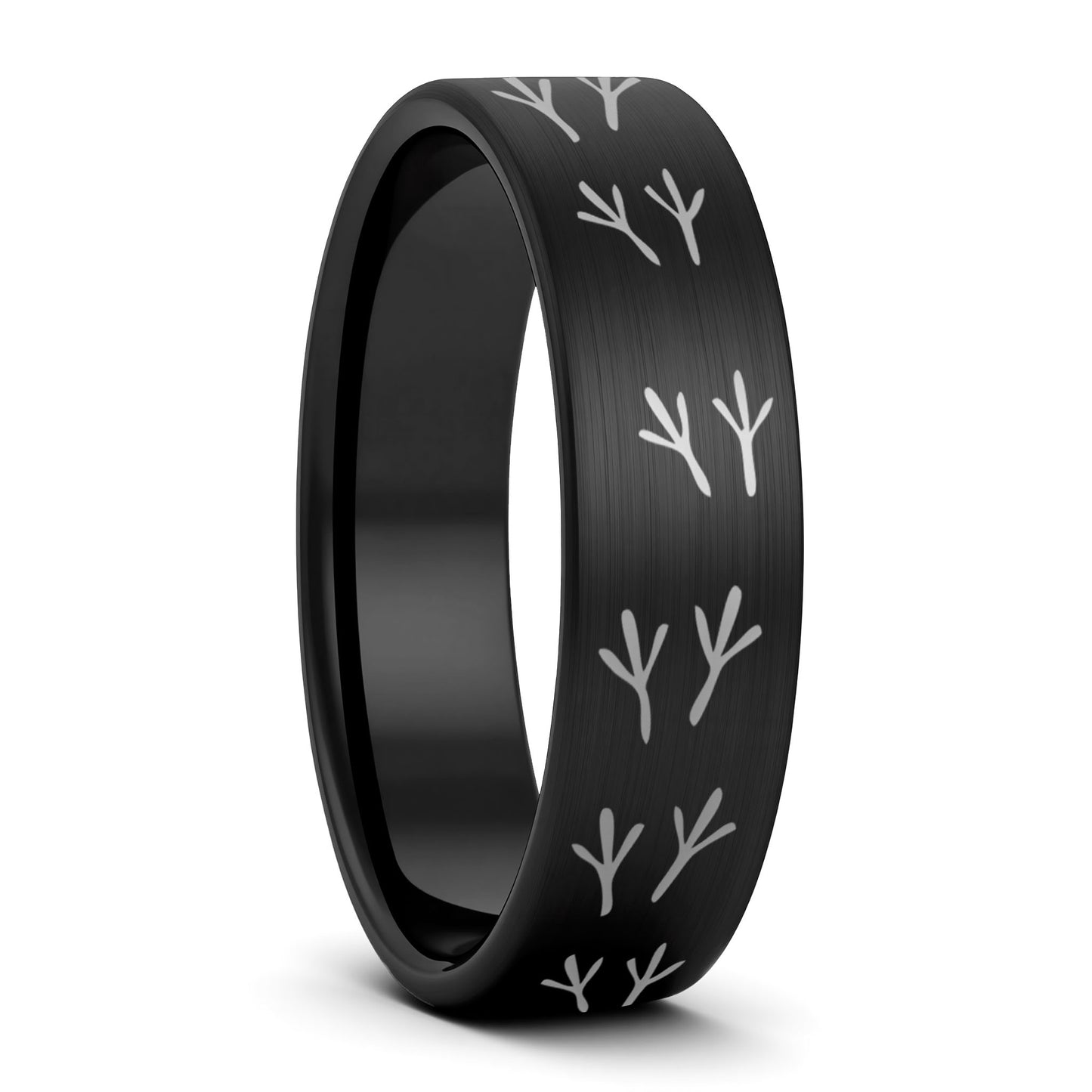 Bird Tracks Brushed Tungsten Women's Wedding Band