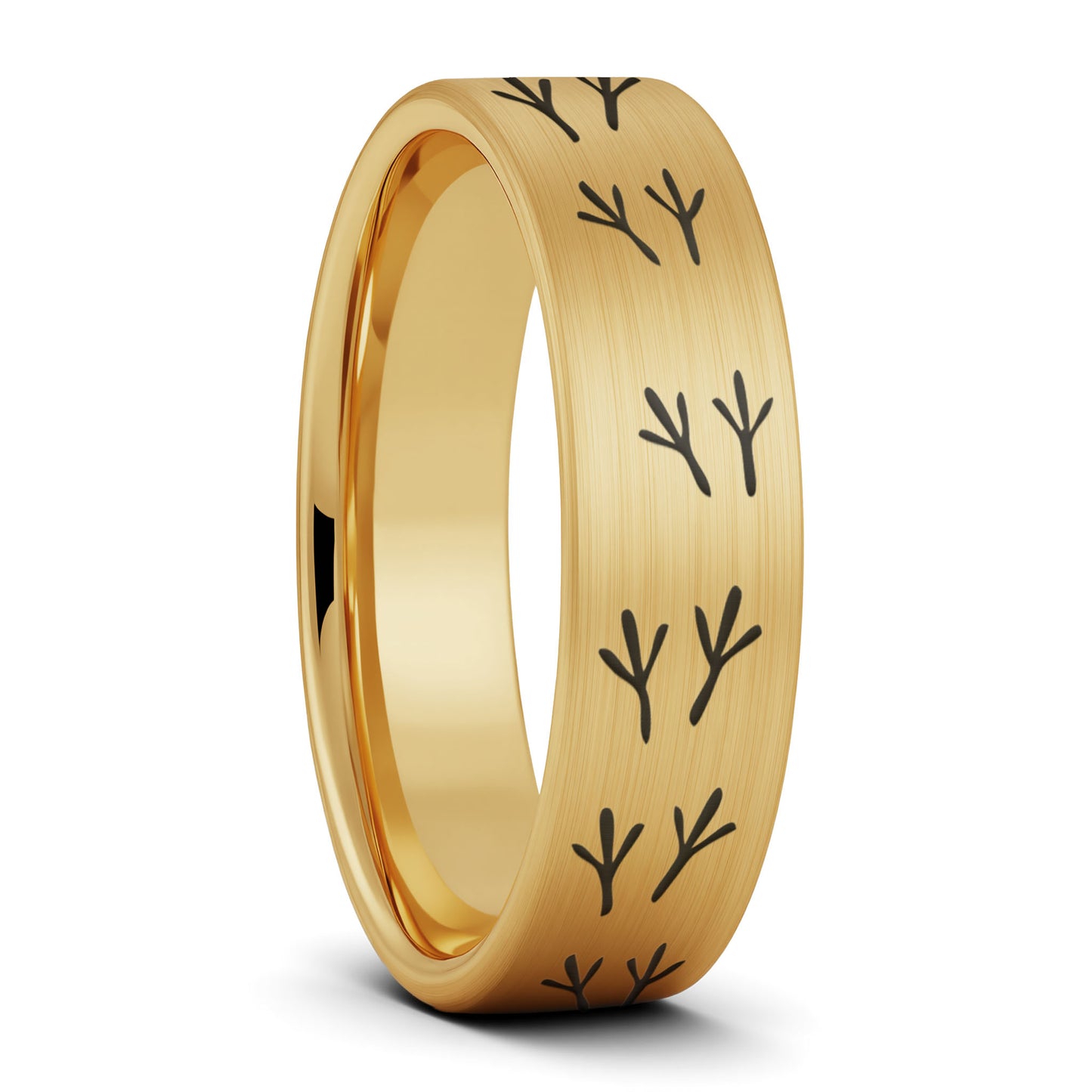 Bird Tracks Brushed Tungsten Women's Wedding Band