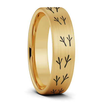 Bird Tracks Brushed Tungsten Women's Wedding Band
