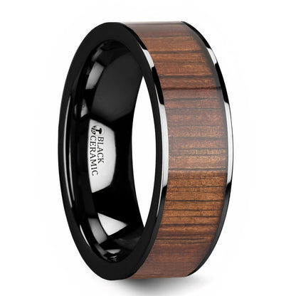 Alliance en céramique noire avec incrustation de bois de koa