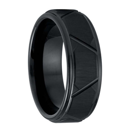 Triangle Grooved Pattern Tungsten Men's Wedding Band