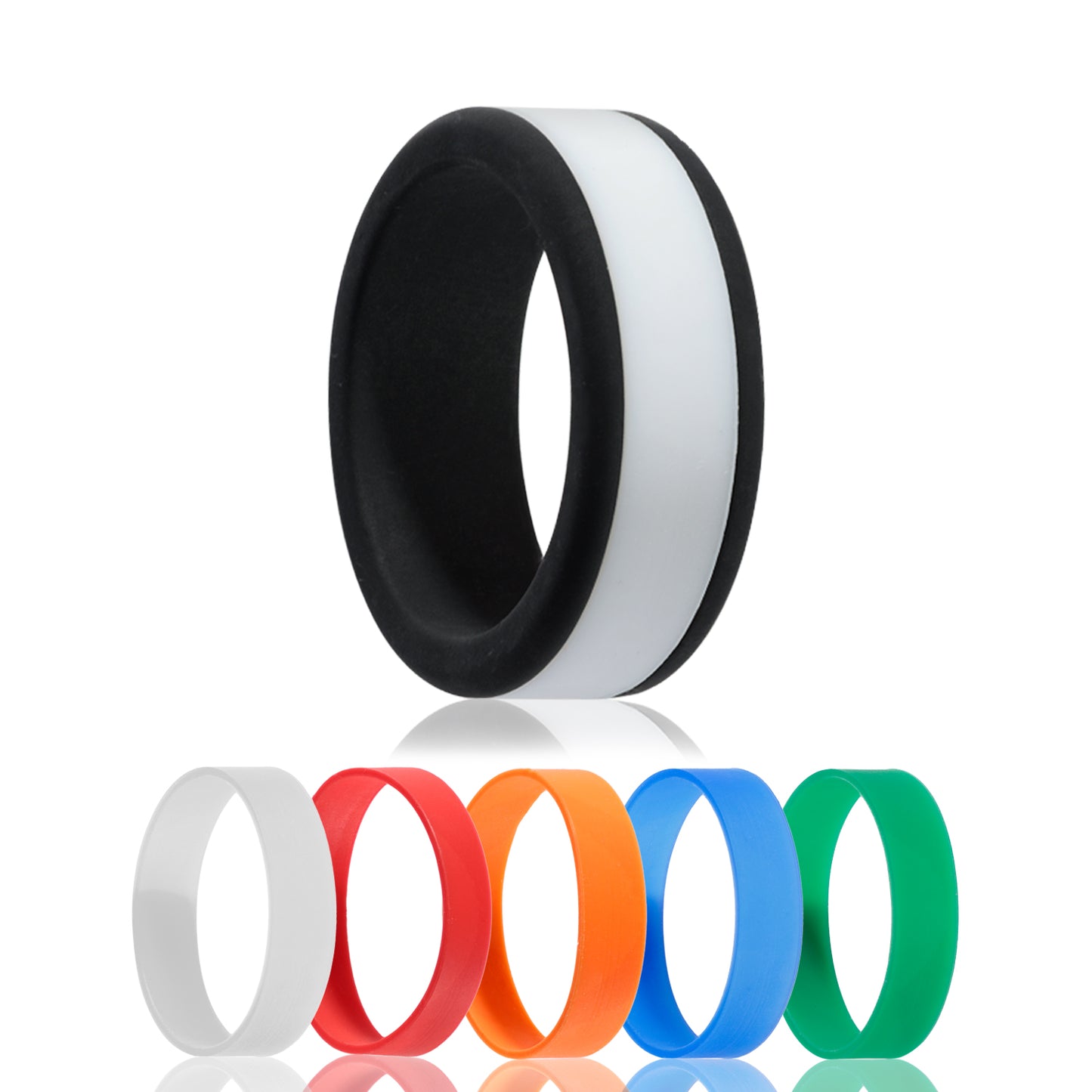 Black Silicone Men's Wedding Band with Changeable Color Centers