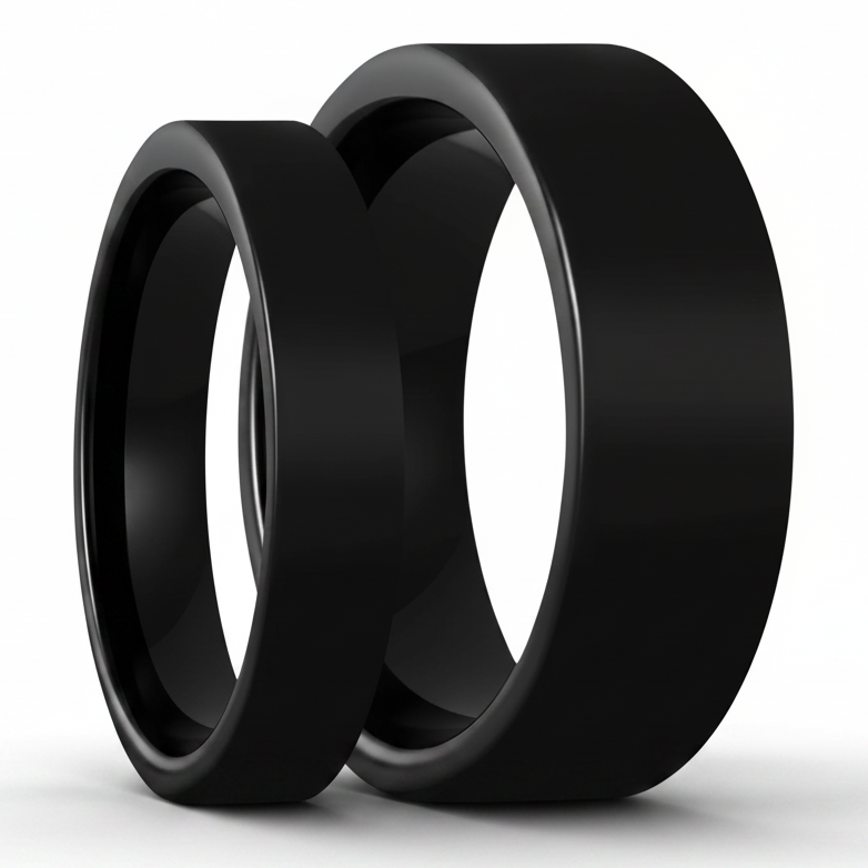 Black Tungsten Couple's Matching Wedding Band Set