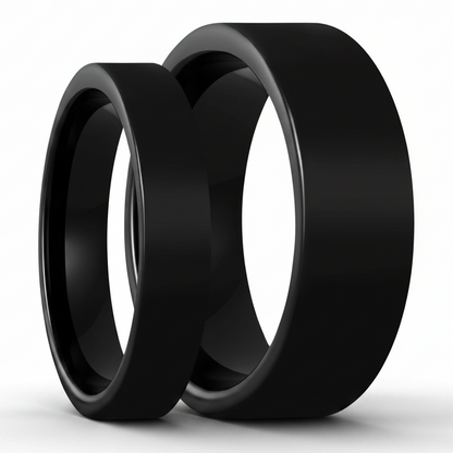 Black Tungsten Couple's Matching Wedding Band Set
