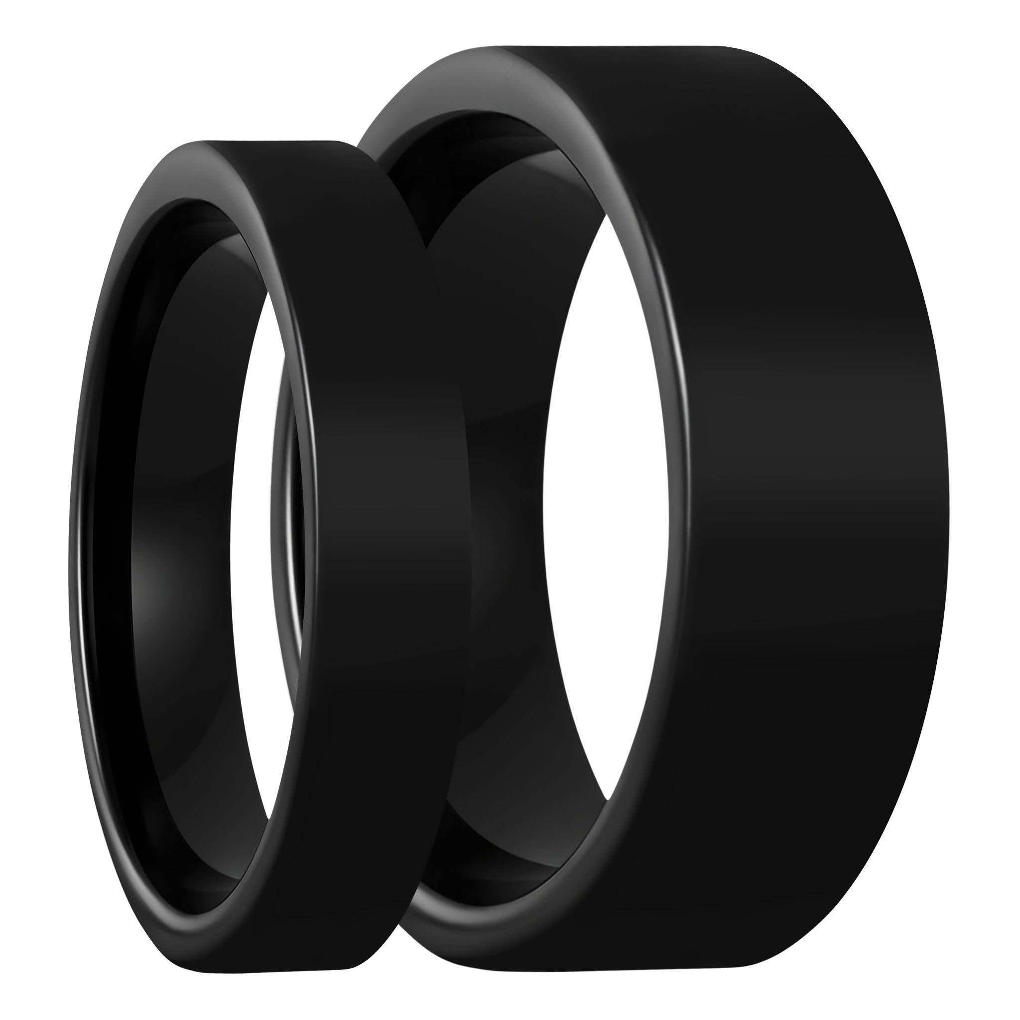 Men & Woman 8MM/6MM Black Tungsten Carbide Brushed Center Wedding Band Ring  set | eBay