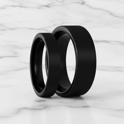 Black Tungsten Carbide Couple's Matching Wedding Band Set
