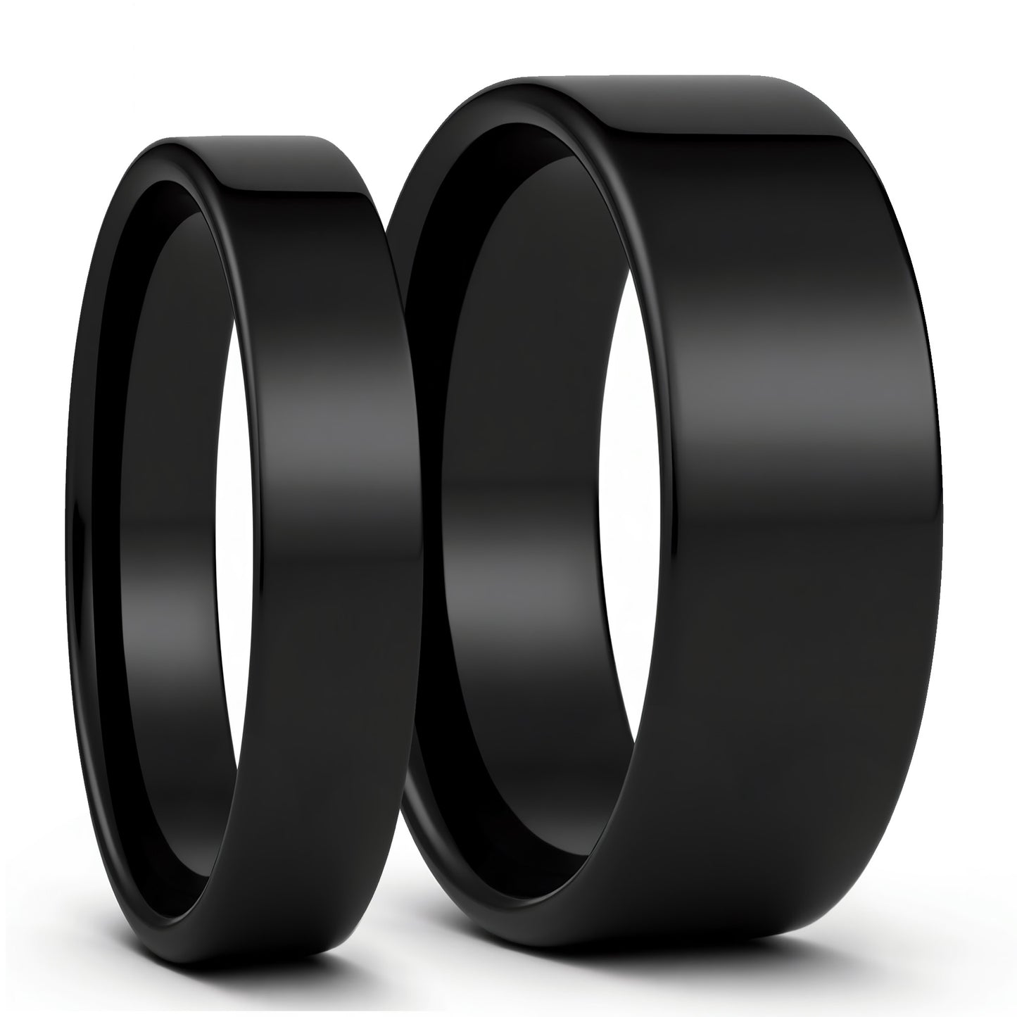Black Tungsten Couple's Matching Wedding Band Set