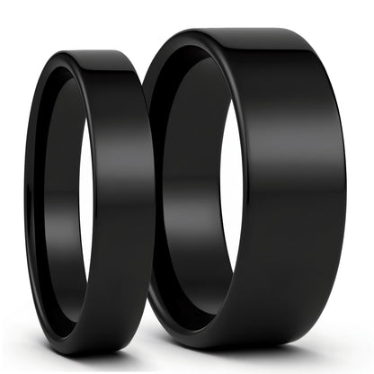 Black Tungsten Couple's Matching Wedding Band Set