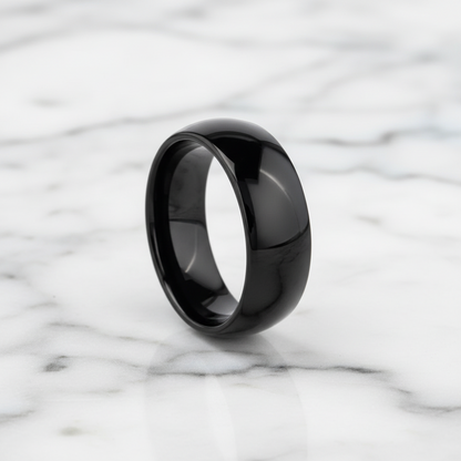 Alianza de boda para hombre con cúpula de tungsteno negro