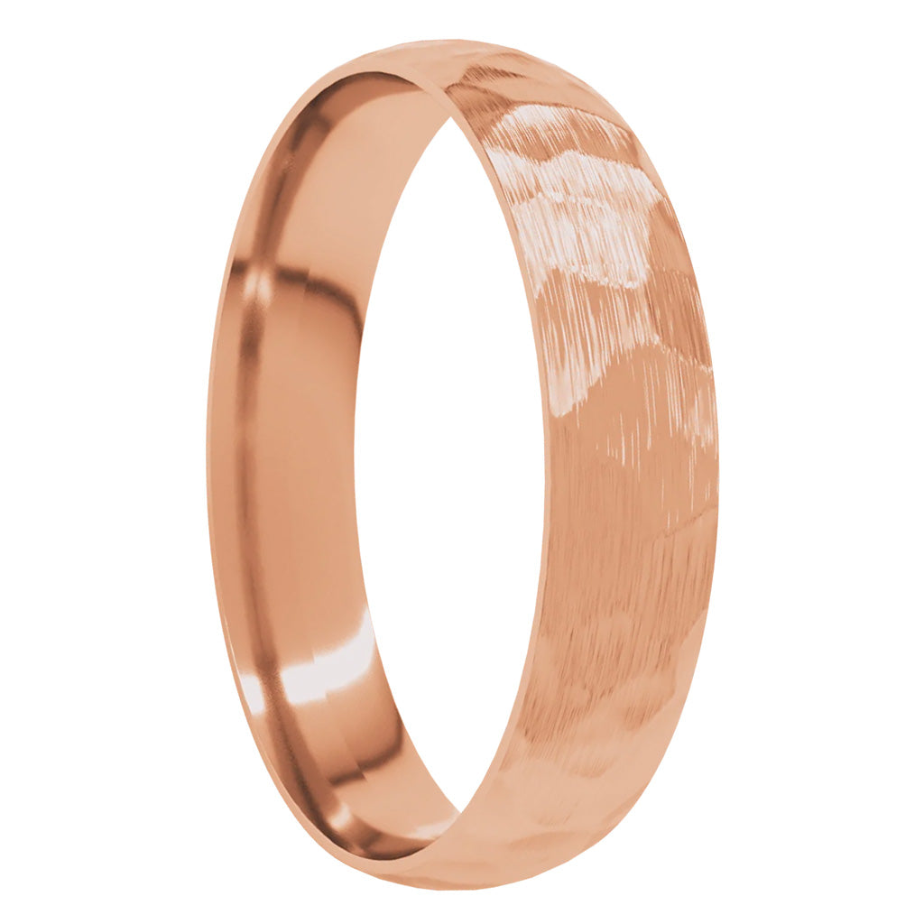 Brushed 10k Gold Hammered Women's Ring
