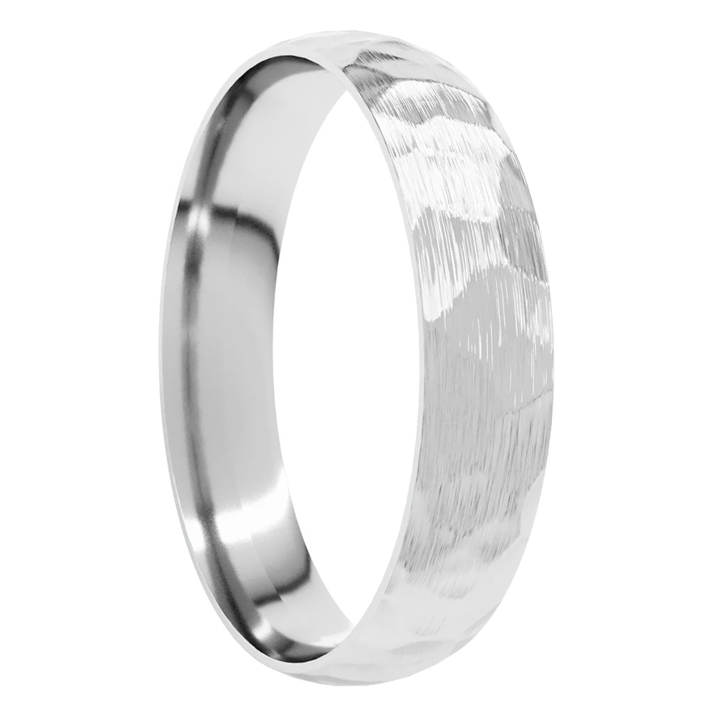 Brushed 10k Gold Hammered Women's Ring