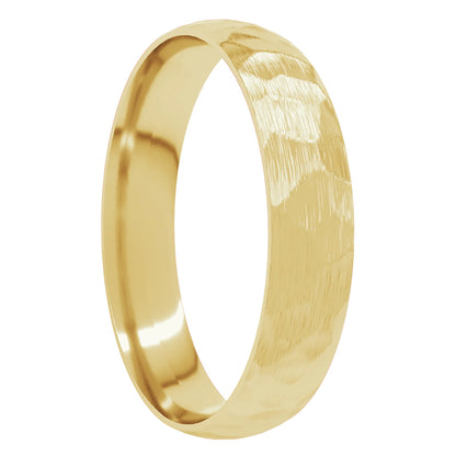 Brushed 10k Gold Hammered Women's Ring