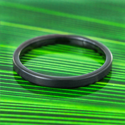 Matte Brushed Black Tungsten Women's Wedding Band