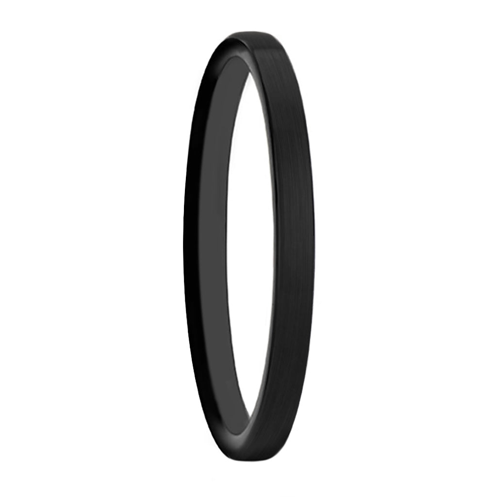 Matte Brushed Black Tungsten Women's Wedding Band
