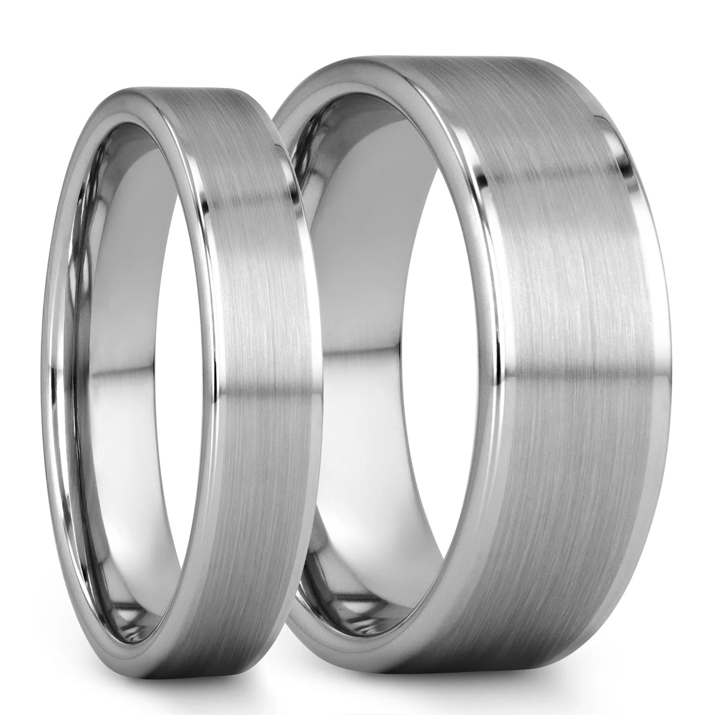 Brushed Center Tungsten Couple's Matching Wedding Band Set