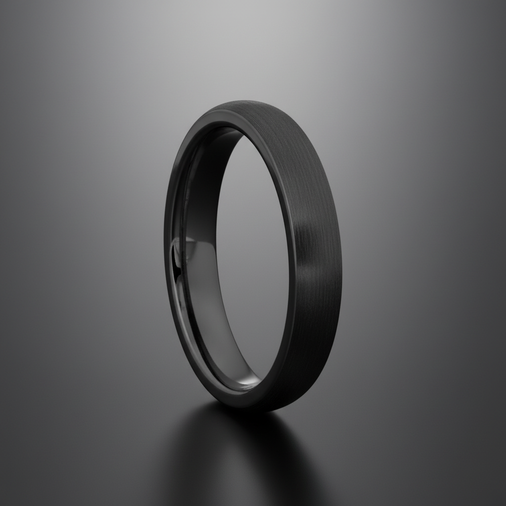 Brushed Domed Black Tungsten Women's Wedding Band