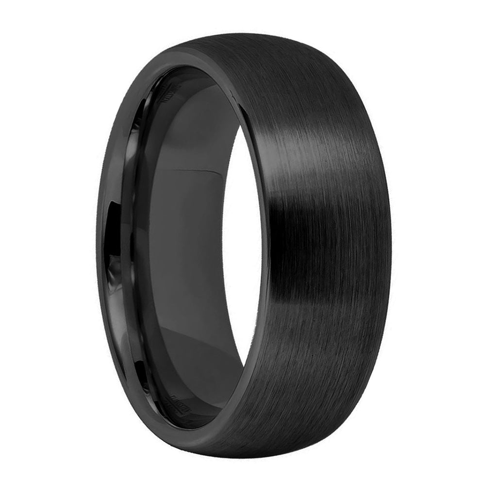 Brushed Domed Black Tungsten Women's Wedding Band