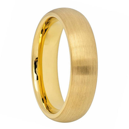 Brushed Gold Tungsten Domed Men's Wedding Band