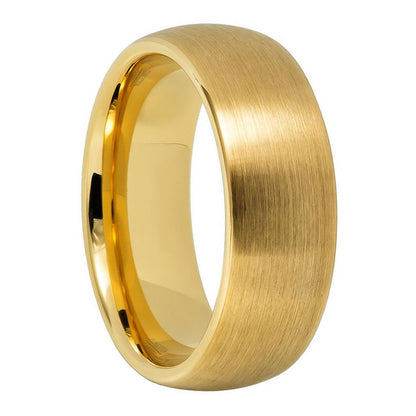 Alliance pour homme en forme de dôme en tungstène doré brossé