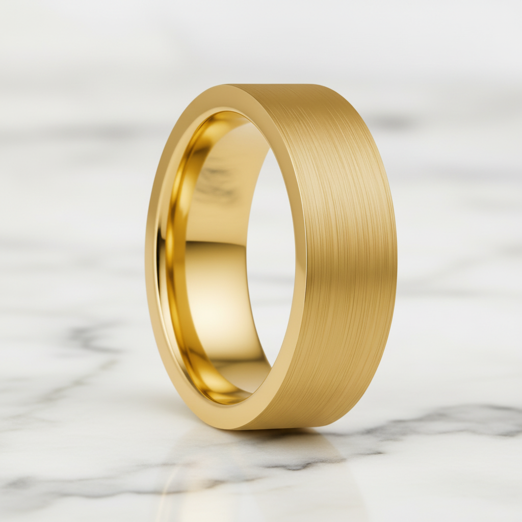 Brushed Gold Tungsten Men's Wedding Band