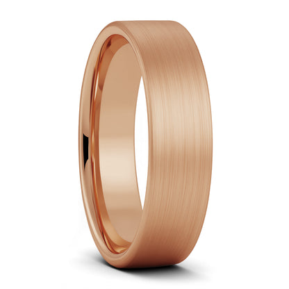 Brushed Rose Gold Tungsten Wedding Band