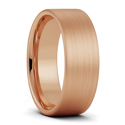 Brushed Rose Gold Tungsten Wedding Band