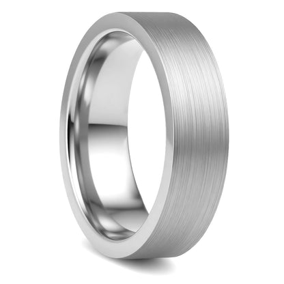 Brushed White Tungsten Couple's Matching Wedding Band Set