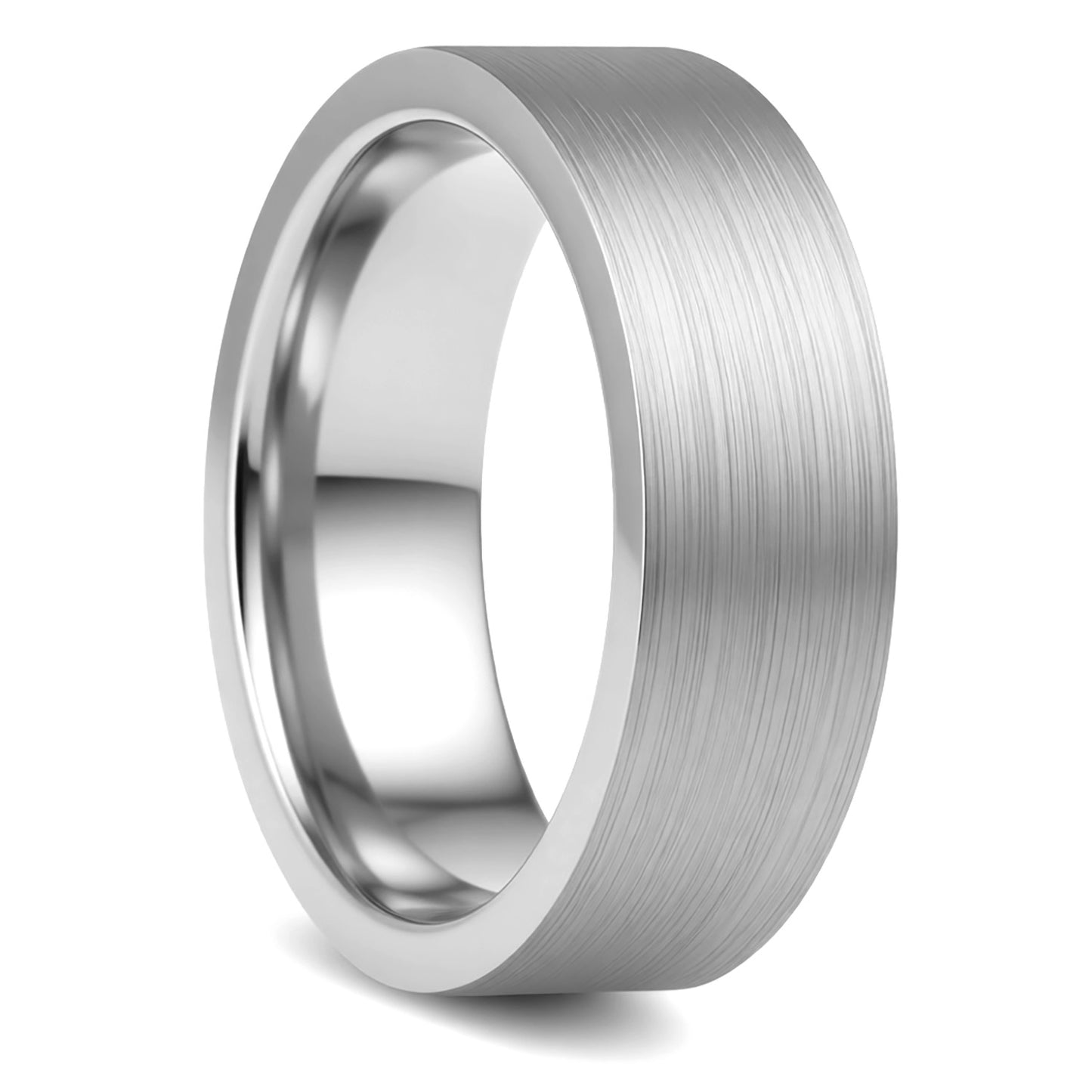 Brushed White Tungsten Couple's Matching Wedding Band Set