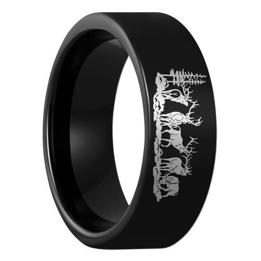 Bull Elk Tungsten Men's Wedding Band