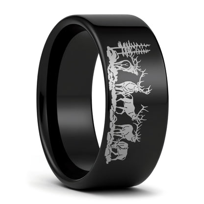 Bull Elk Tungsten Men's Wedding Band