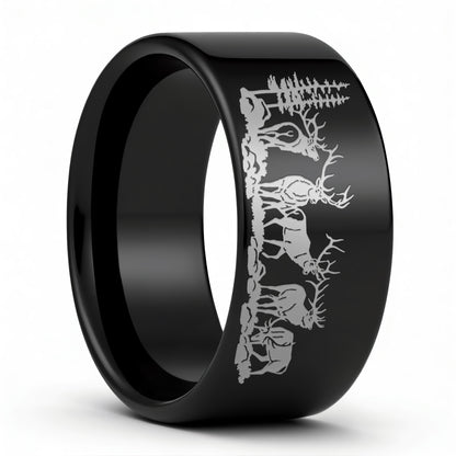 Bull Elk Tungsten Men's Wedding Band