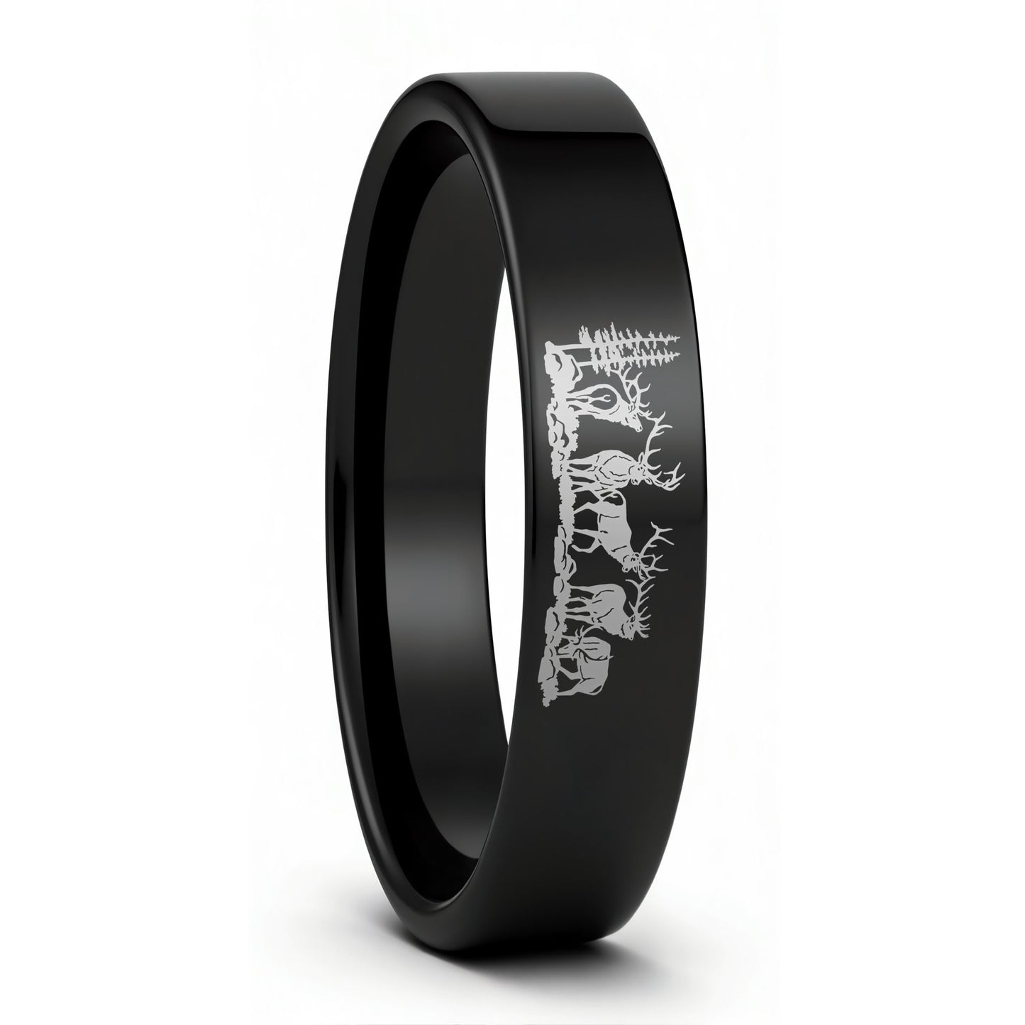 Alliance pour hommes en tungstène noir Bull Elk