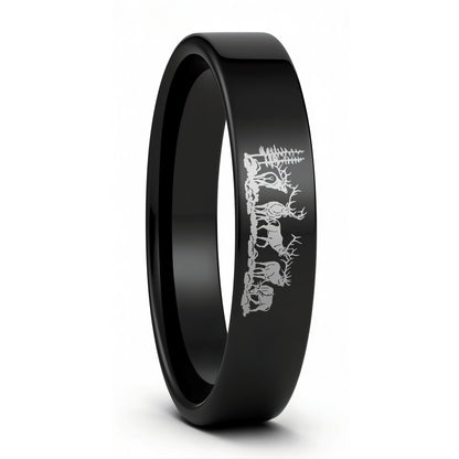 Alliance pour hommes en tungstène noir Bull Elk